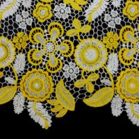 yellow color flower embroidery lace fabric