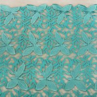 turquoise color embroidery lace fabric