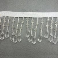 herringbone cotton tape with clear acrylic bead fringe trims