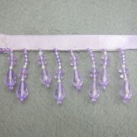violet ribbon with acrylic bead handmade fringe