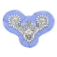 white acrylic and rhinestone beading applique for collor or shoulder embellishment