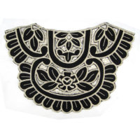 golden embroidery cut-out black fabric collar
