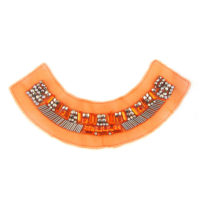 silver bead orange acrylic stone collar trim