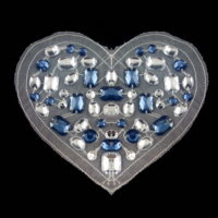 blue and clear gemstone heart-shape handmade applique
