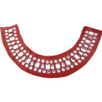 clear gemstone red mesh handmade collar