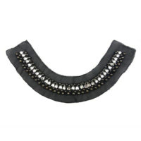 black bead clear gemstone collar trim