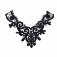 black embroidery in leather collar