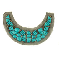 turquoise acrylic bead golden bead collar applique