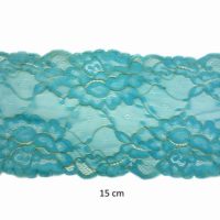 turquoise color stretchy nylon lace with golden cord