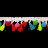 braided tape with colorful pompom and tassel