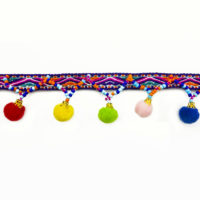 colorful pompom trims with beads