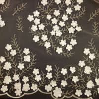 3D flower embroidery lace fabric with beads