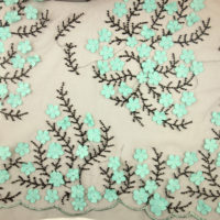 3D flower embroidery lace fabric with beads