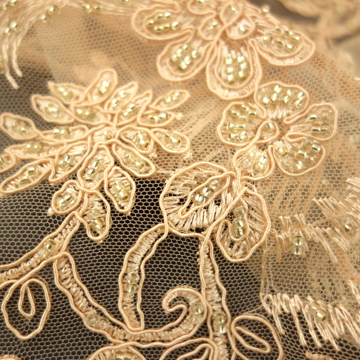 luxury embroidrey mesh fabric with cord and beads