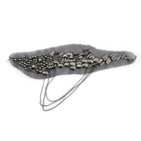 gunmetal beading appliques with metal chain for clothing or shoulder decoration