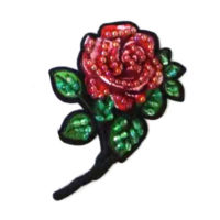handmade embroidery rose paved with red and green beads
