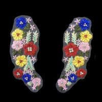 3D floral handmade embroidery applique with rhinestone by pairs