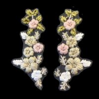 3D floral handmade ribbon embroidery applique by pairs