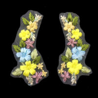 3D floral handmade ribbon embroidery applique by pairs