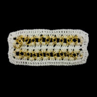 crochet motif with metal chain