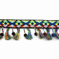 braided tape with colorful tassel and pompom